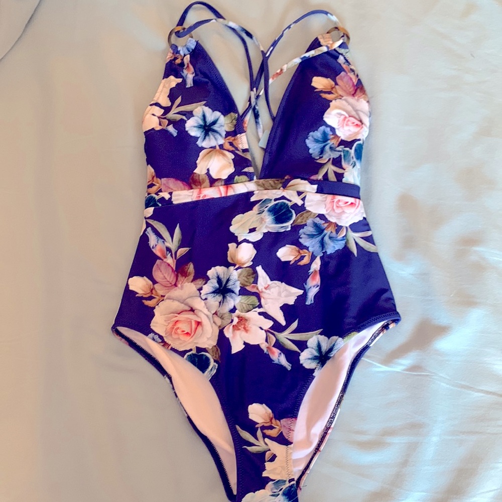 Cupshe blue floral one piece